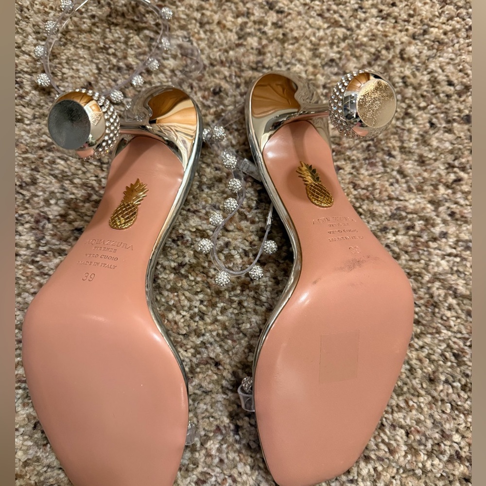 Aquazzura Silver Crystal-Embellished Clear Strap Sandals - Picture 5 of 6